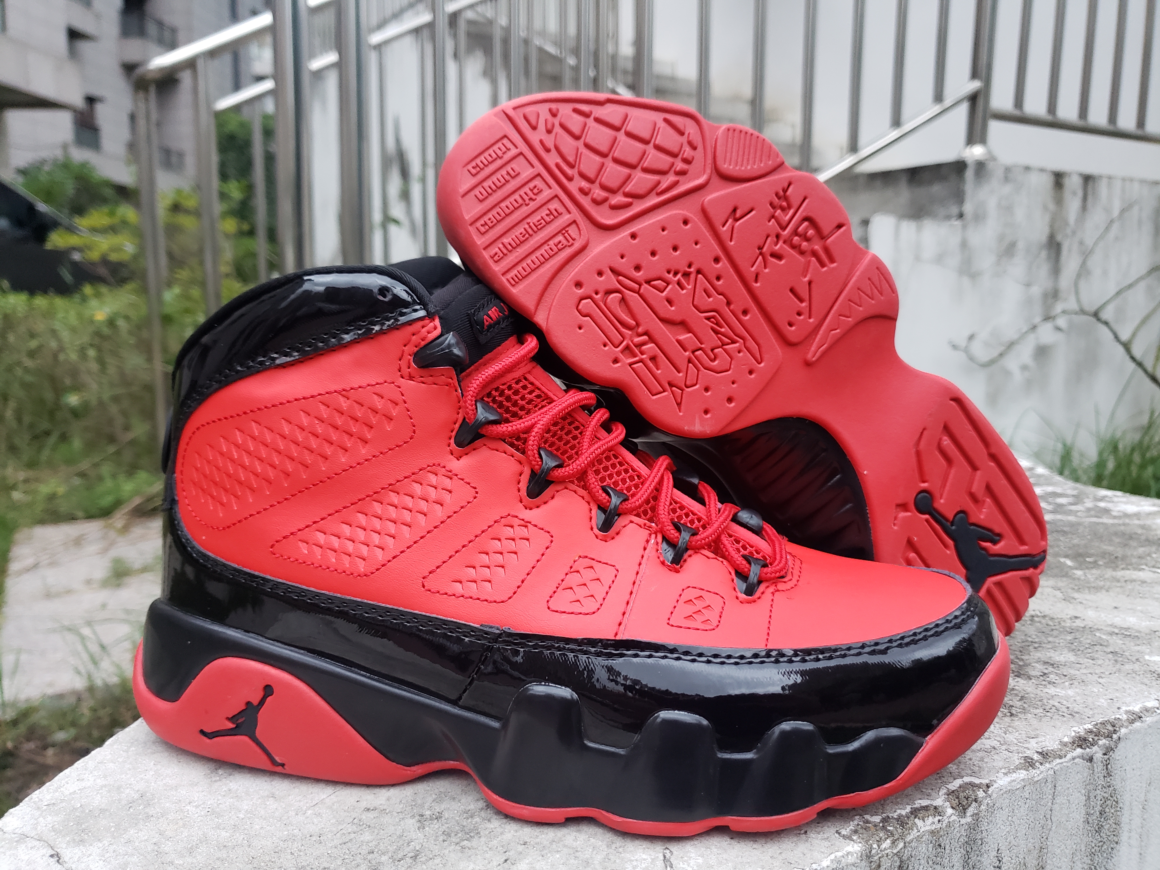 New Men Air Jordan 9 Retro Red Black Shoes